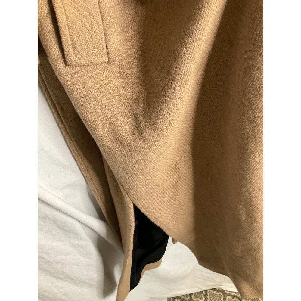 Zara Camel Wool Blend Wrap Long Trench Coat Belted Oversized Neutral Luxury XS - Picture 5 of 8